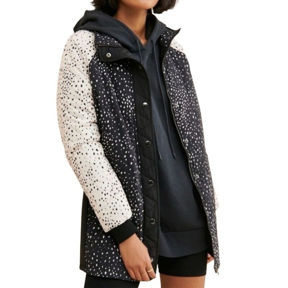 Saltwater Luxe Anthropologie Black & White Polka Dot Puffer Lightweight Medium